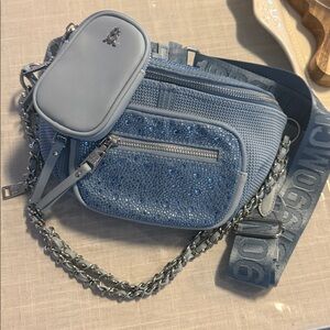 Steve Madden Blue Crossbody Bag with Chain Accent